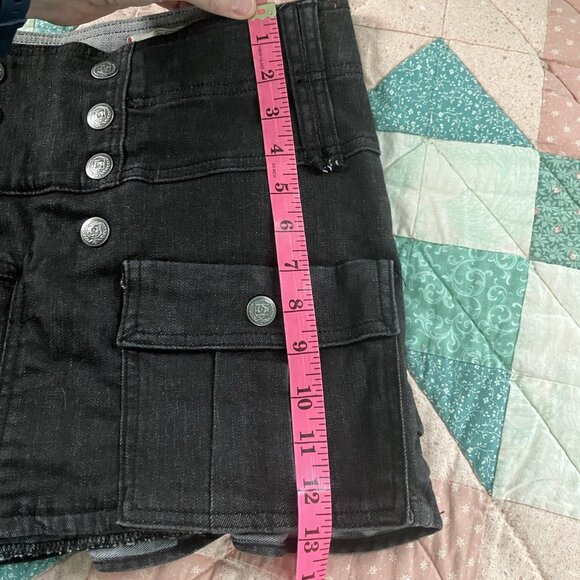 Y2K DC Micro Mini Eva Skirt Womens 29 Black Denim Ruffle Skate 2000s Cargo - Picture 10 of 10